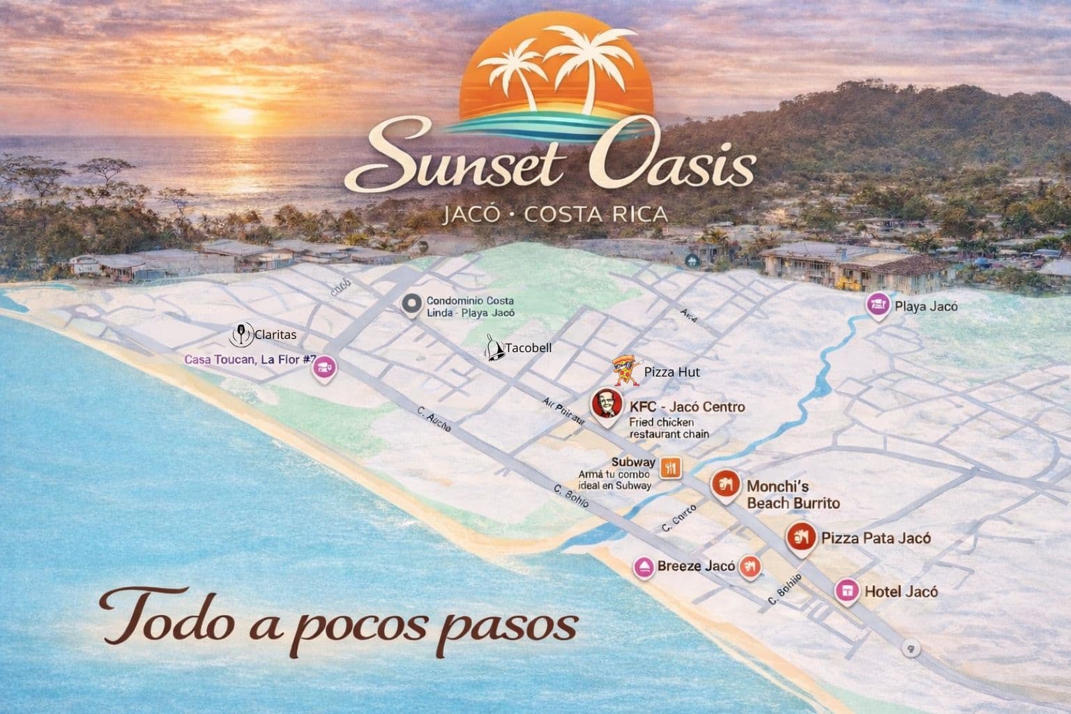 Mapa ilustrado de Jacó